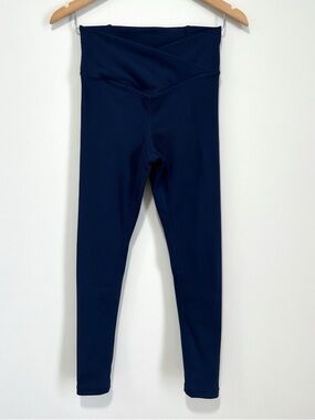 Salt Project High-Waist Crossover Ribbed Navy Blue Leggings 25” Inseam NWOT